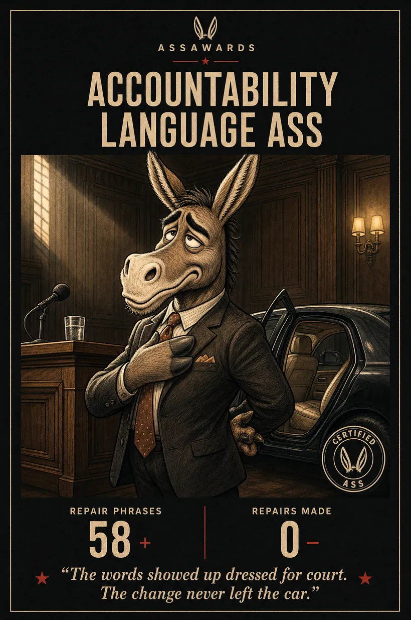 Accountability Language Ass certified ass award title card