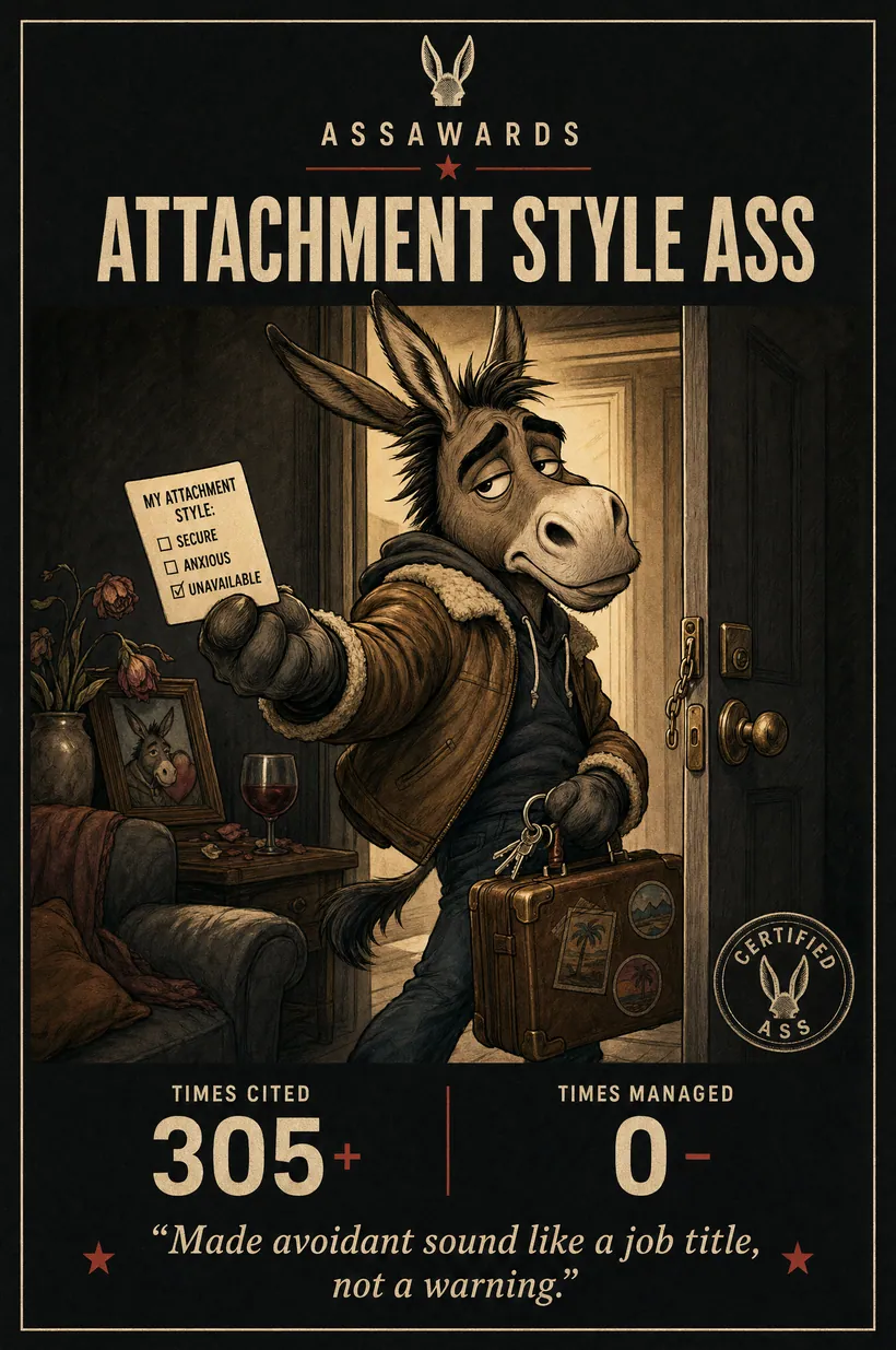 Attachment Style Ass certified ass award title card