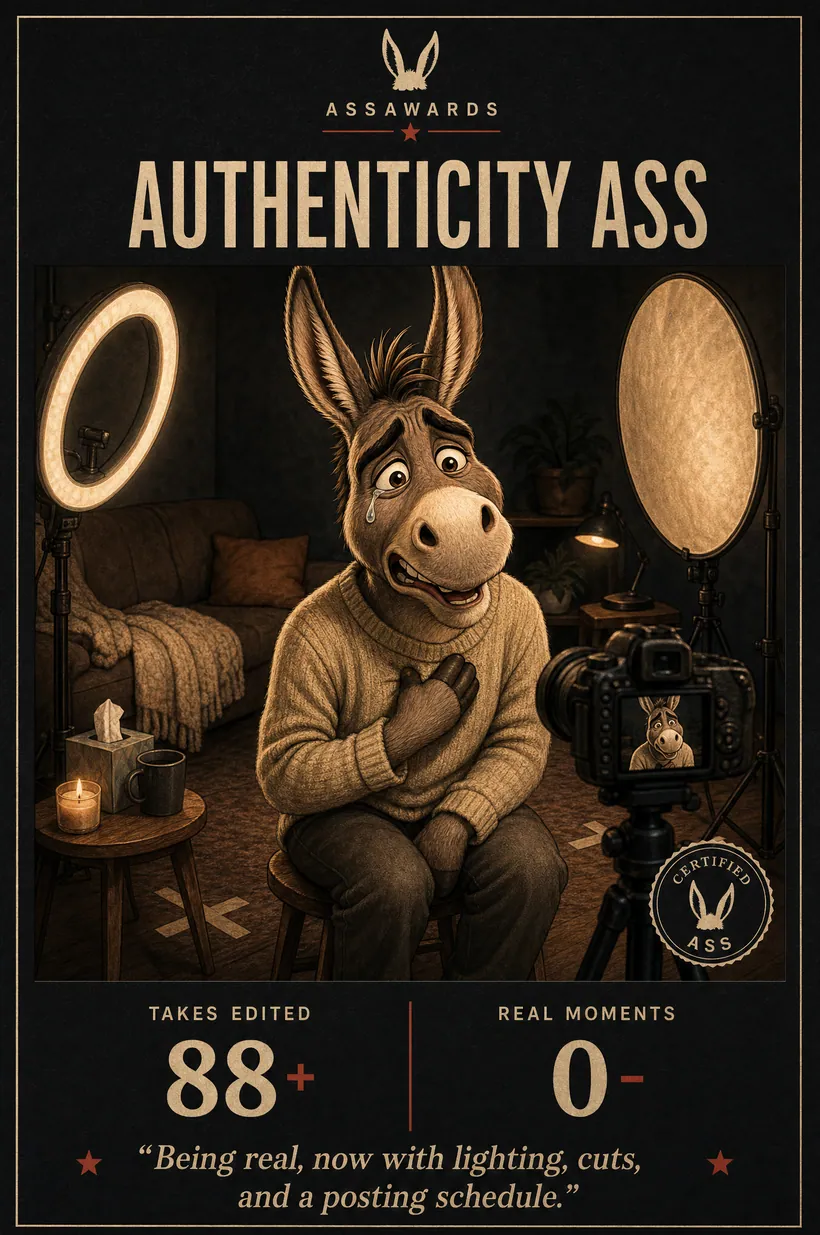 Authenticity Ass certified ass award title card