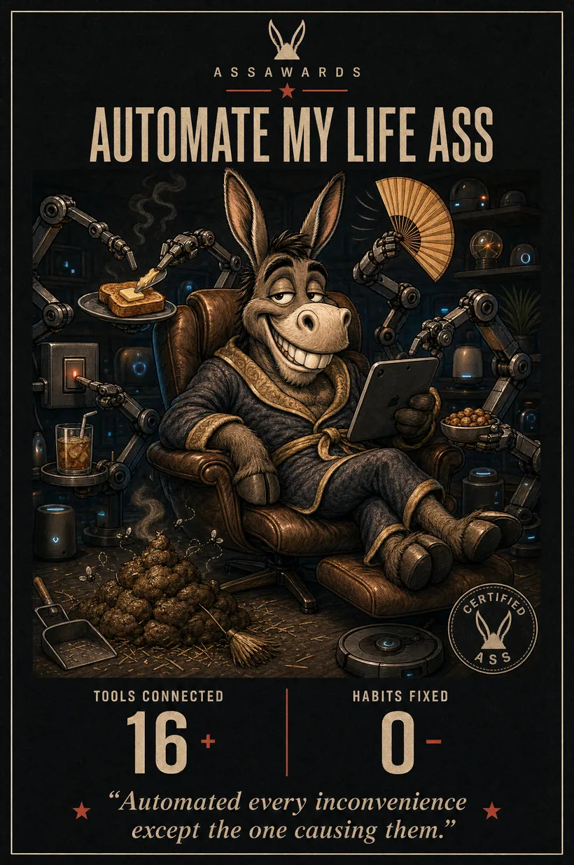 Automate My Life Ass certified ass award title card