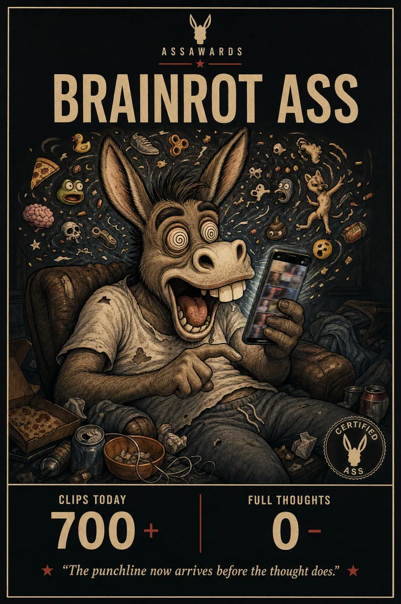 Brainrot Ass certified ass award title card