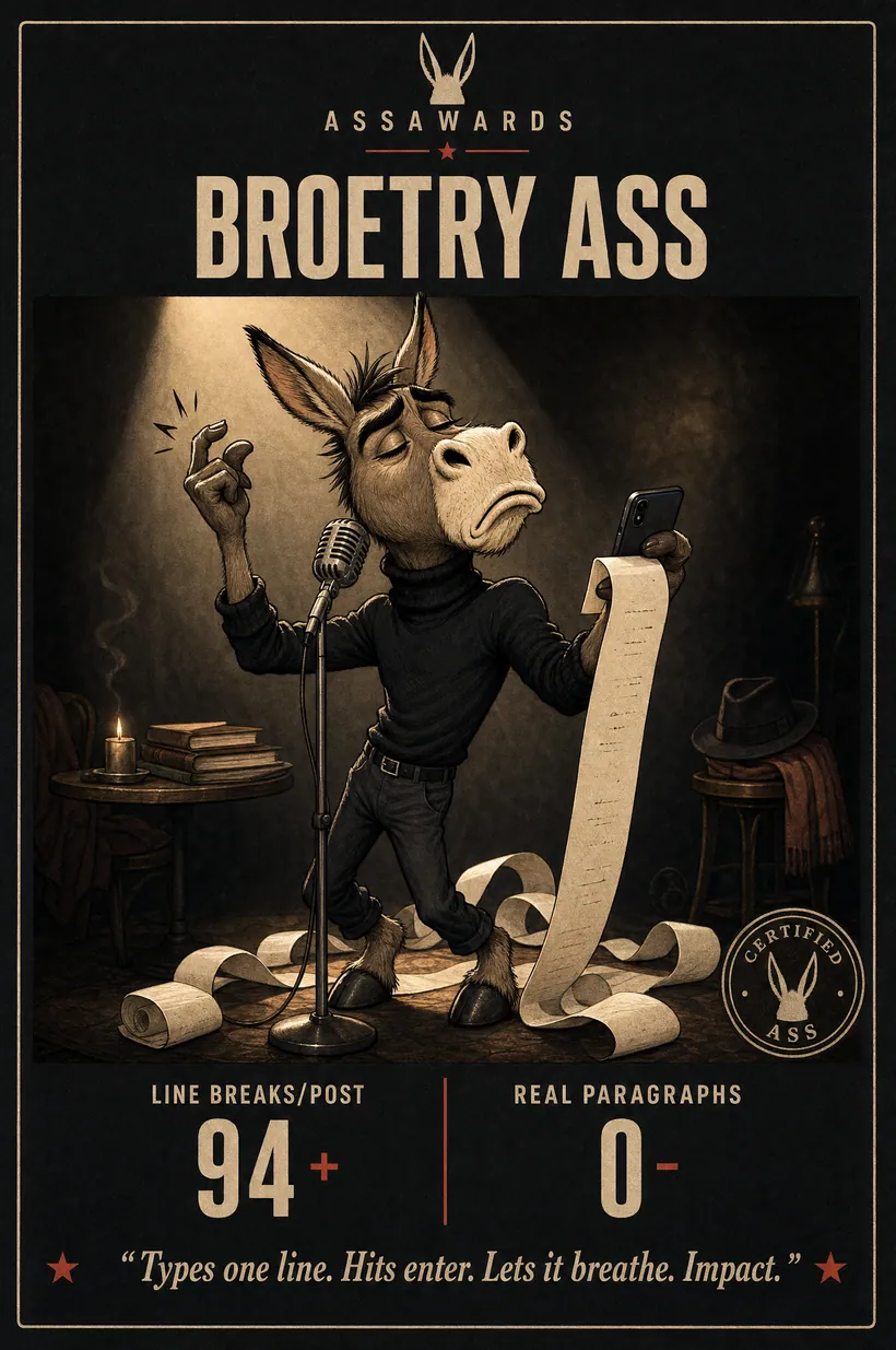 Broetry Ass certified ass award title card