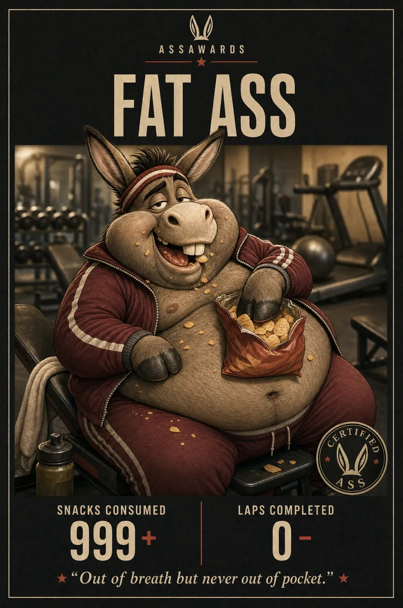 Fat Ass certified ass award title card