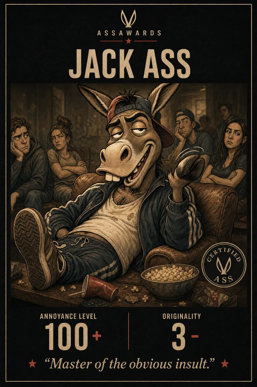 Jack Ass certified ass award title card