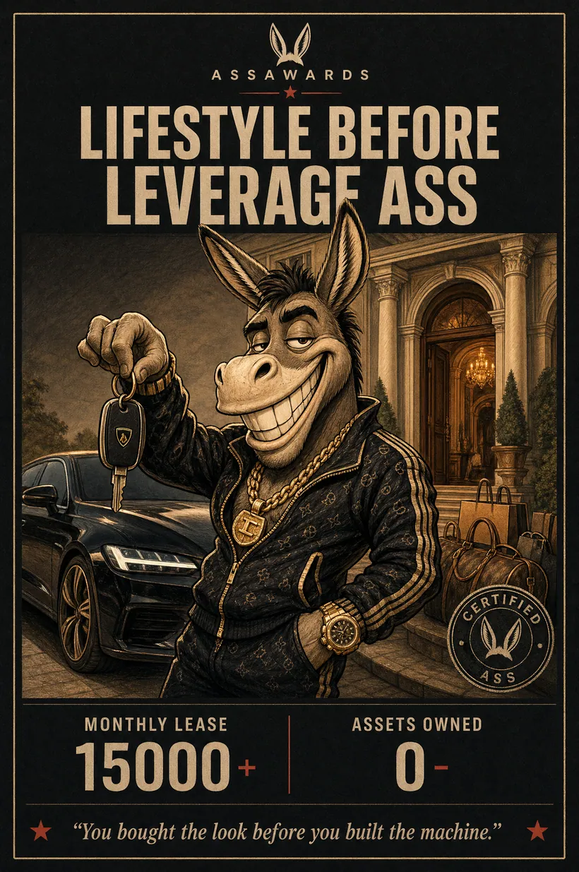 Lifestyle Before Leverage Ass certified ass award title card