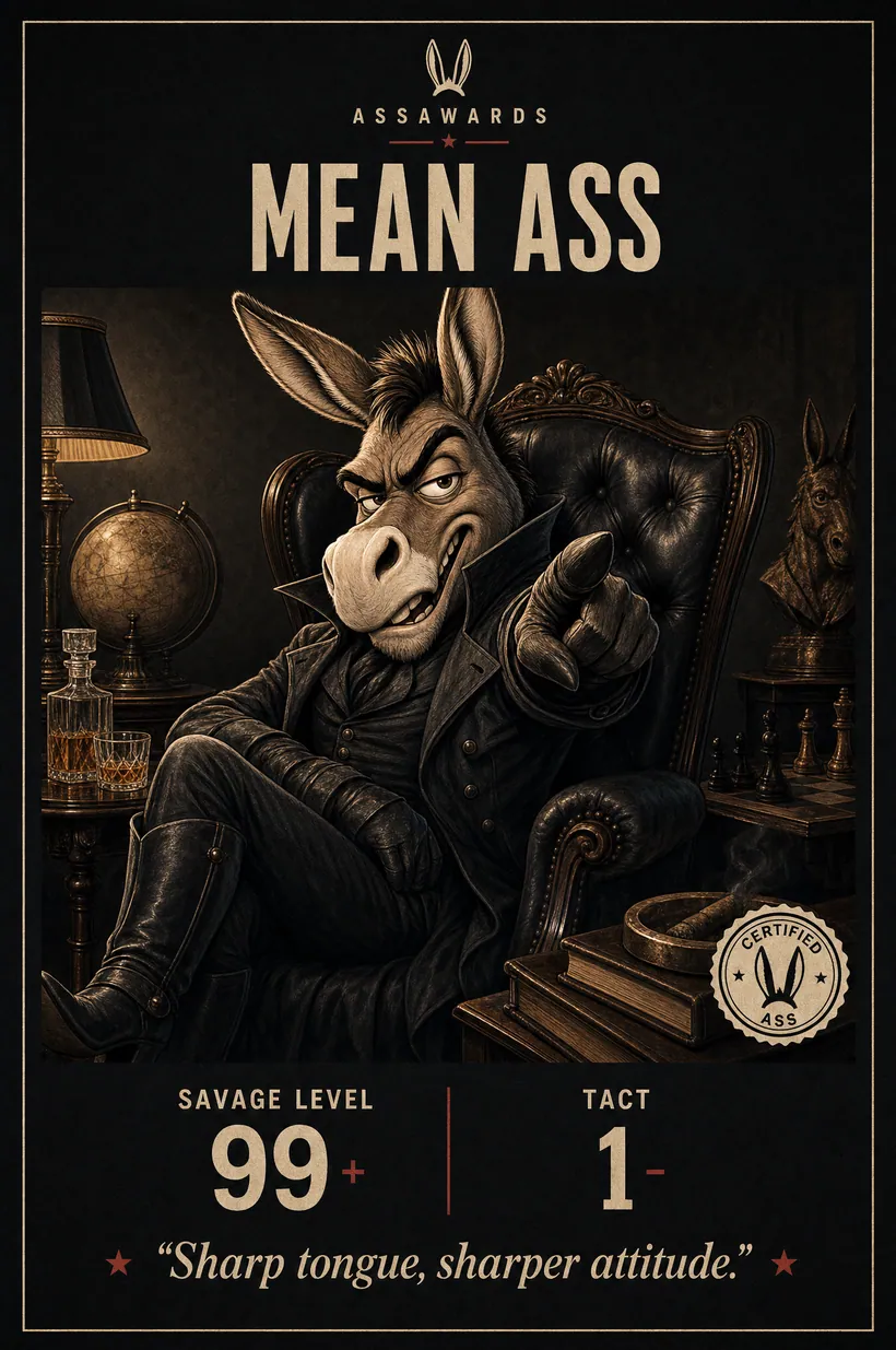 Mean Ass certified ass award title card