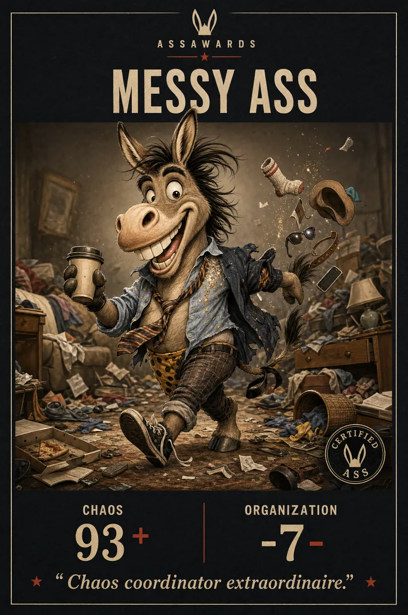 Messy Ass certified ass award title card