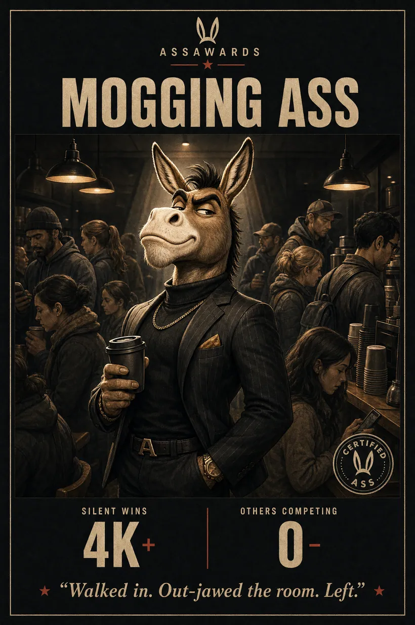 Mogging Ass certified ass award title card