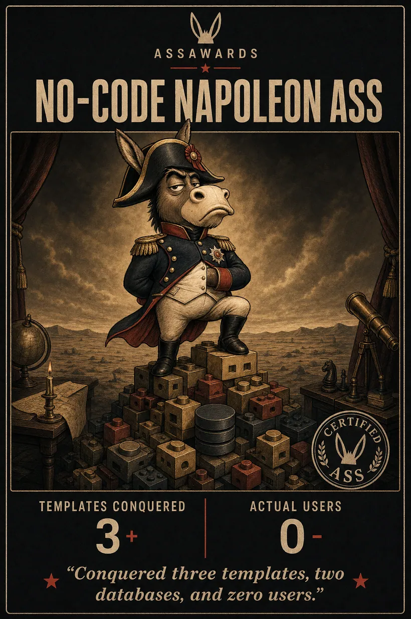 No-Code Napoleon Ass certified ass award title card