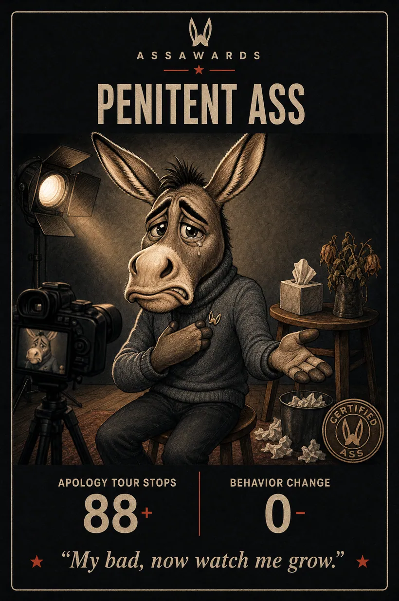 Penitent Ass certified ass award title card