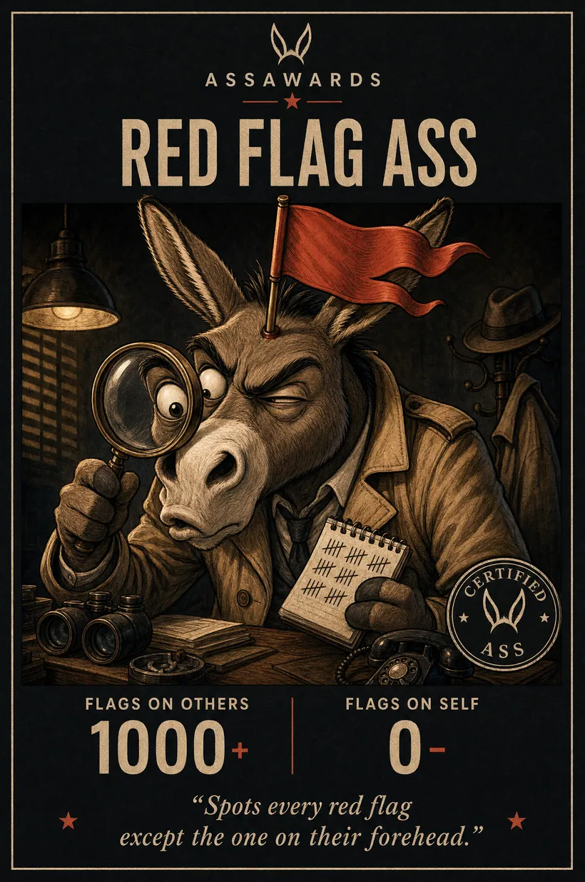 Red Flag Ass certified ass award title card