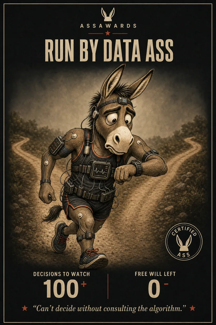 Run by Data Ass certified ass award title card