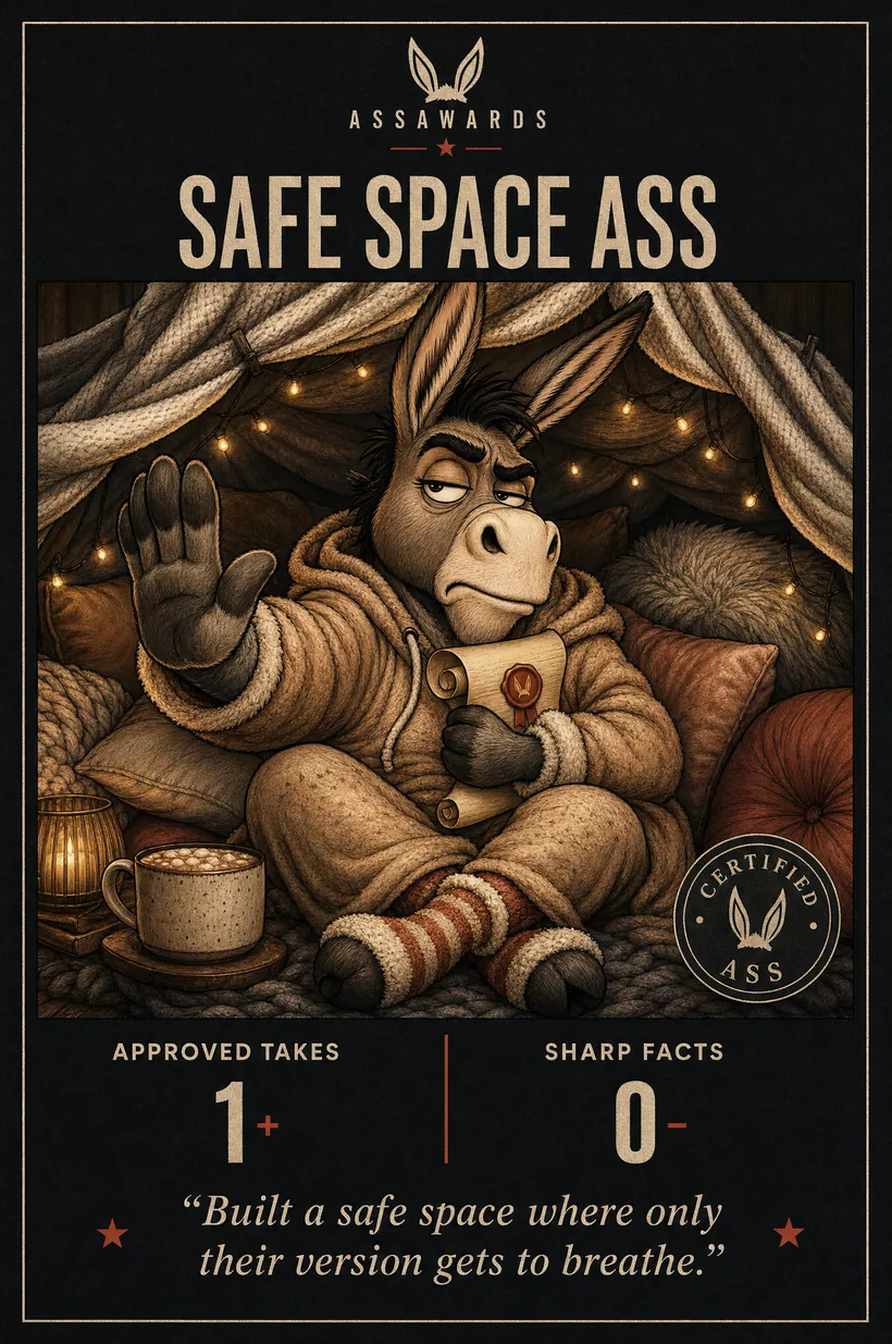 Safe Space Ass certified ass award title card
