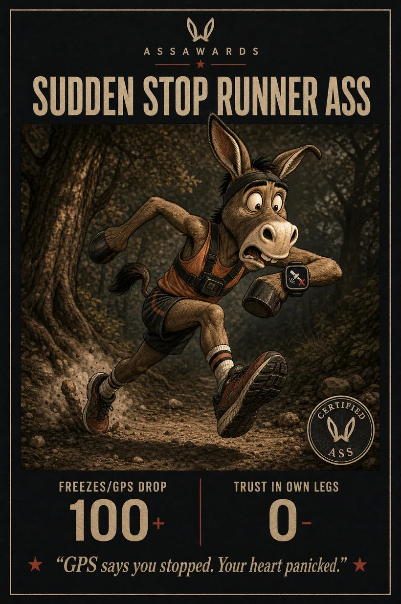 Sudden Stop Runner Ass certified ass award title card