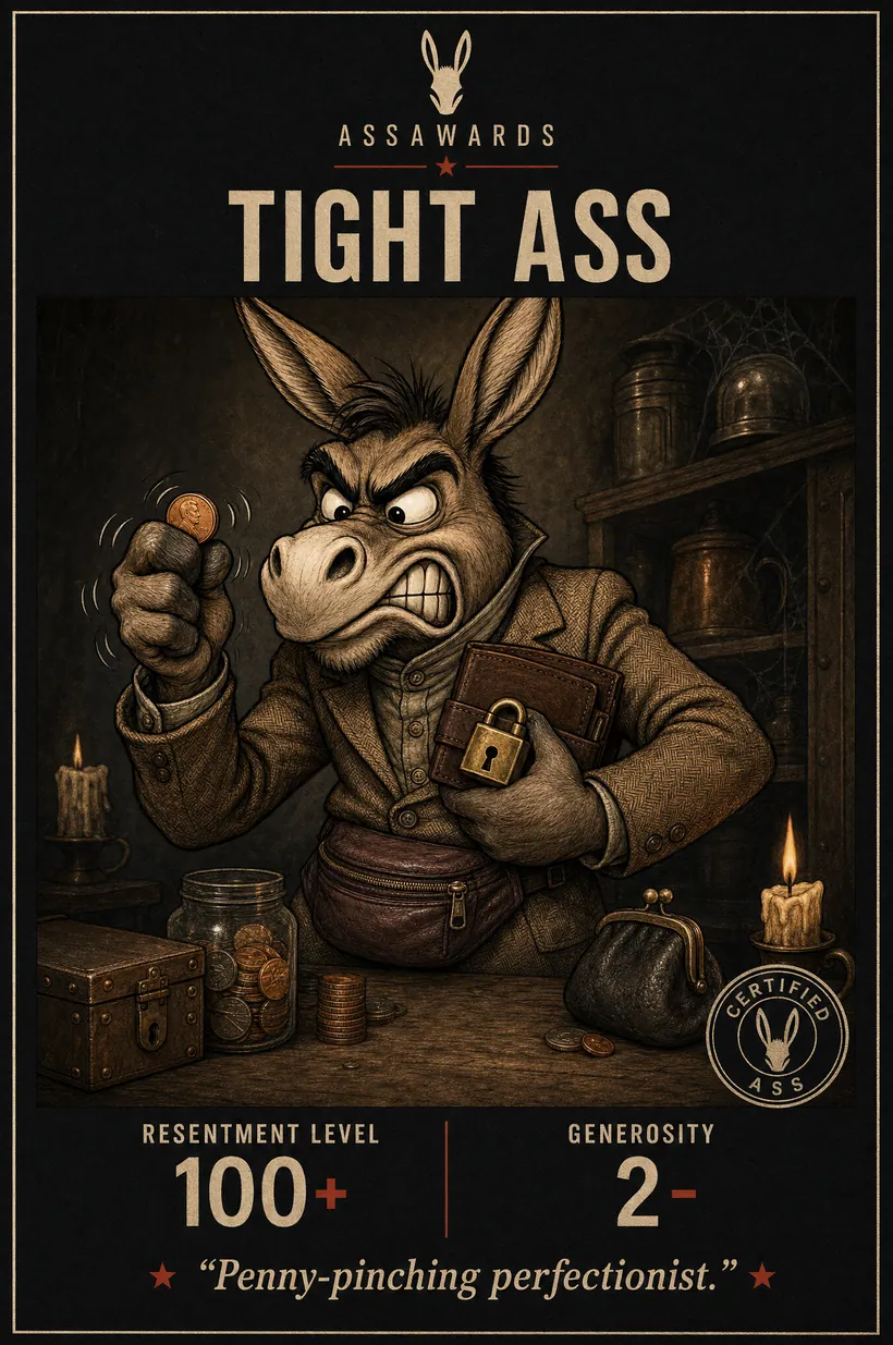 Tight Ass certified ass award title card