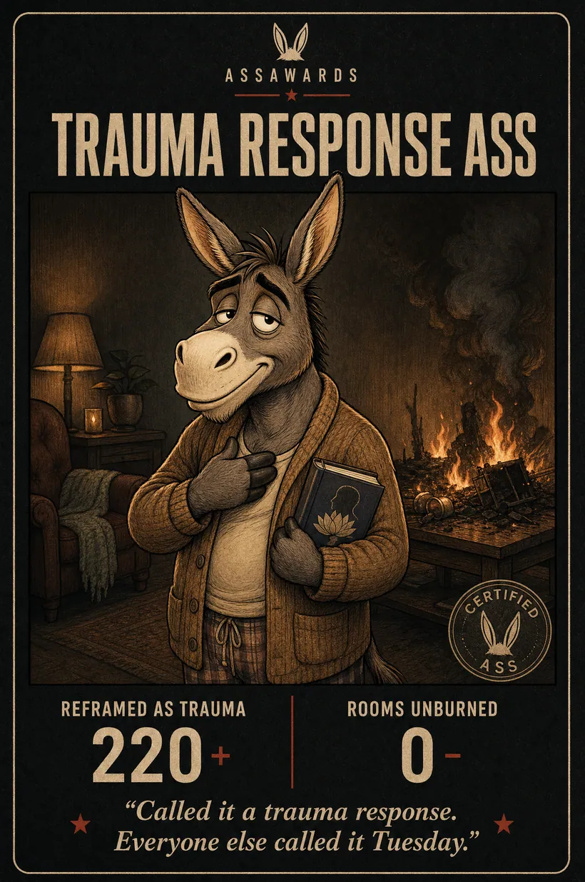 Trauma Response Ass certified ass award title card