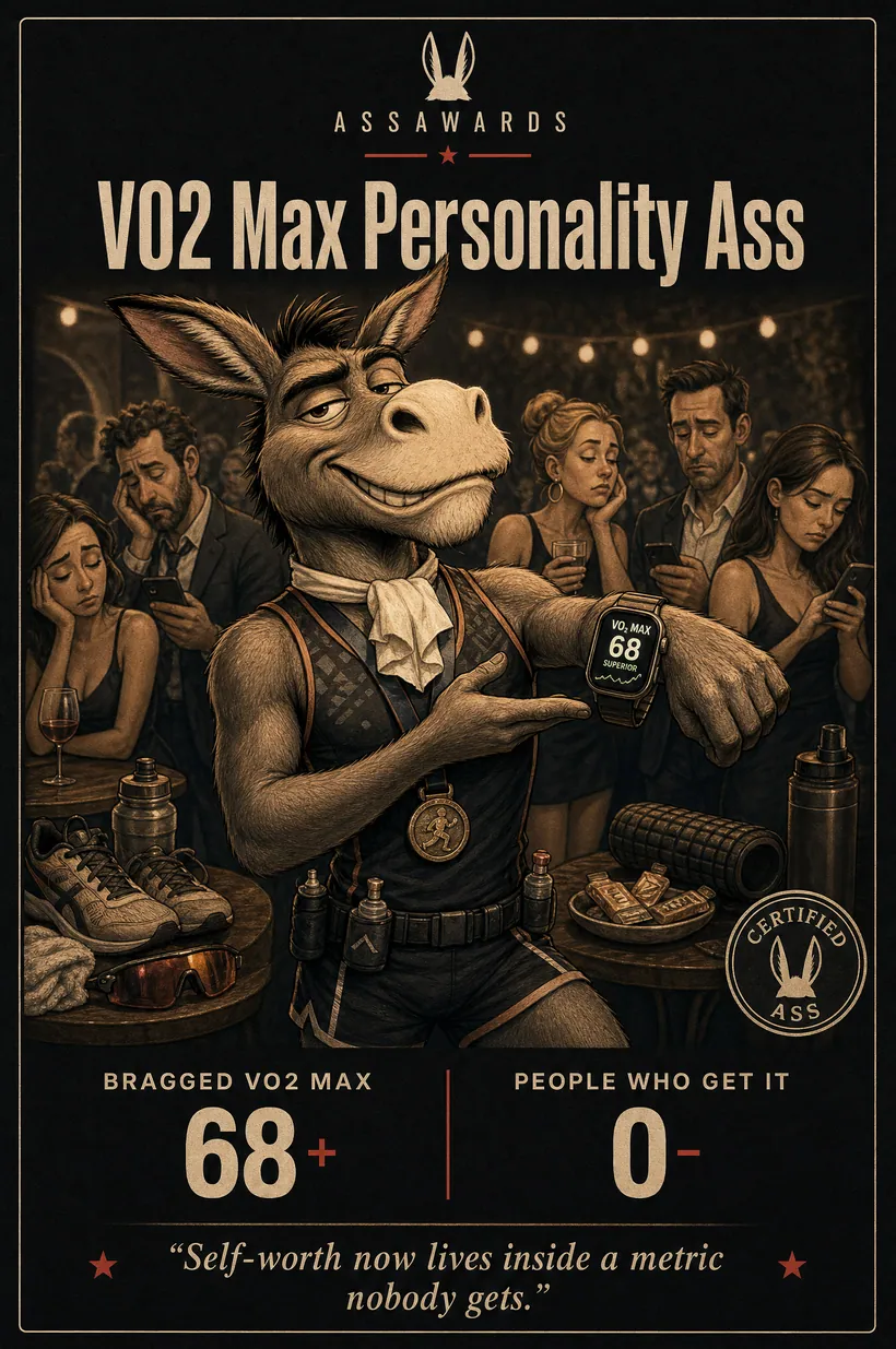 VO2 Max Personality Ass certified ass award title card