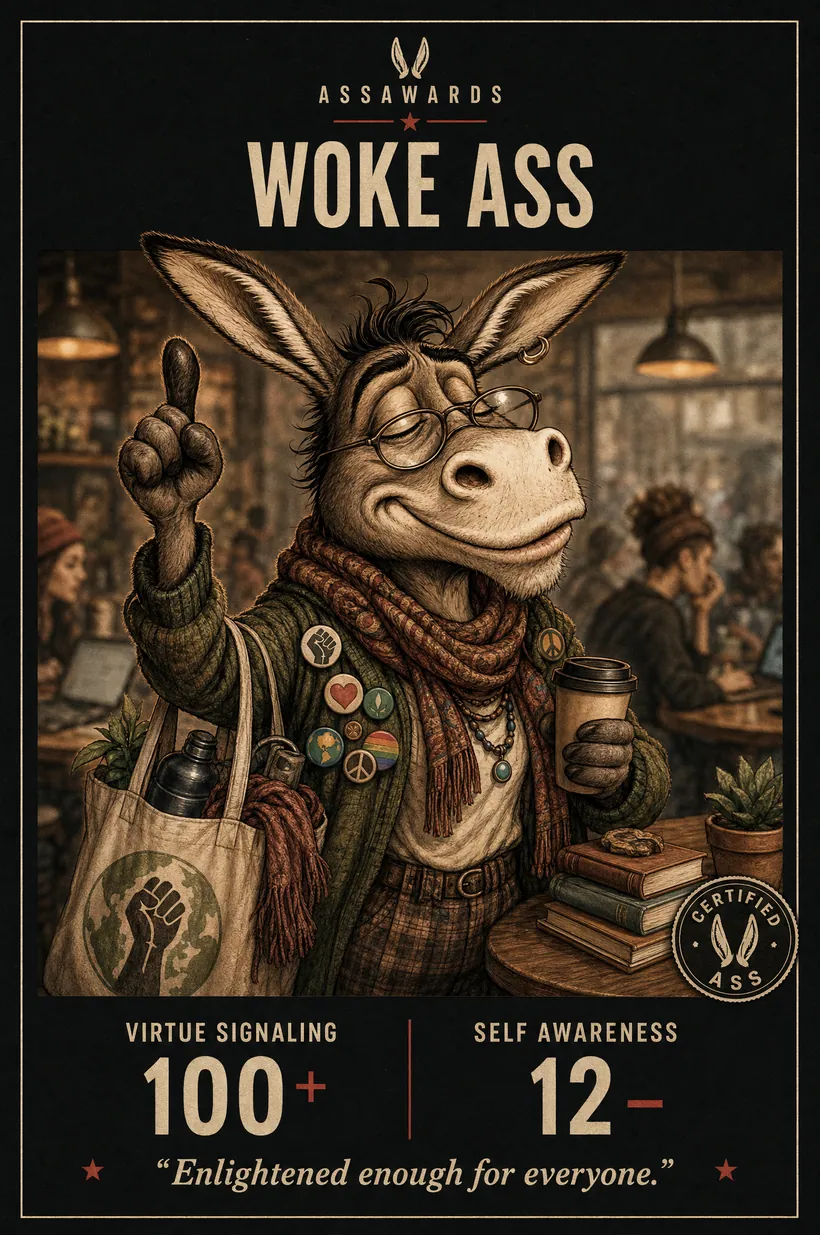 Woke Ass certified ass award title card